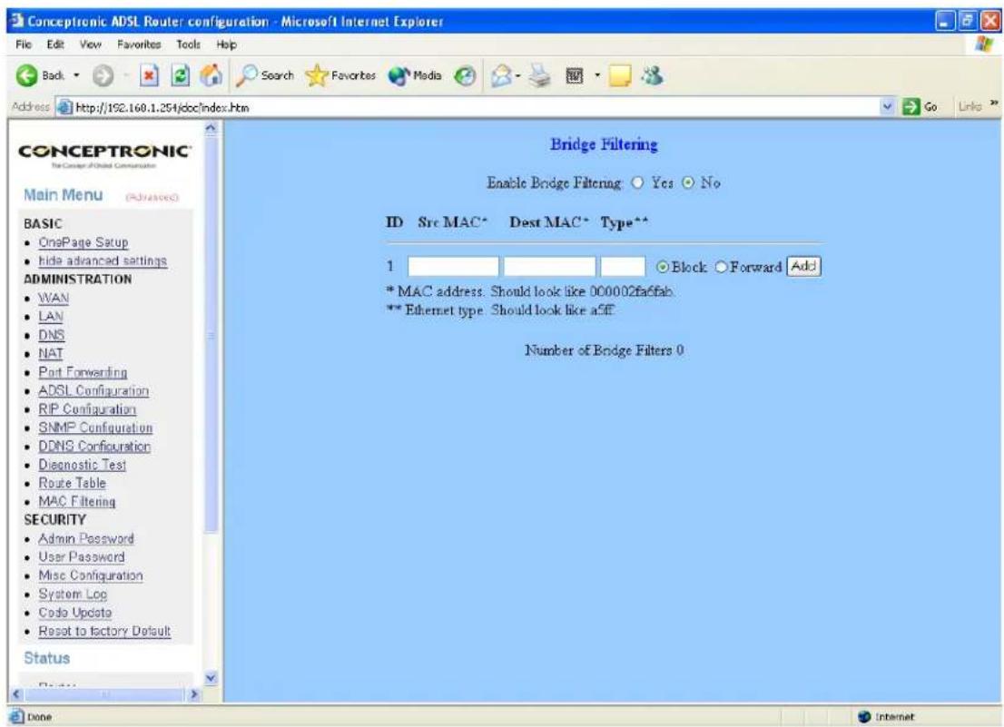 CONCEPTRONIC ADSLR4 - MAC Filtering - 1
