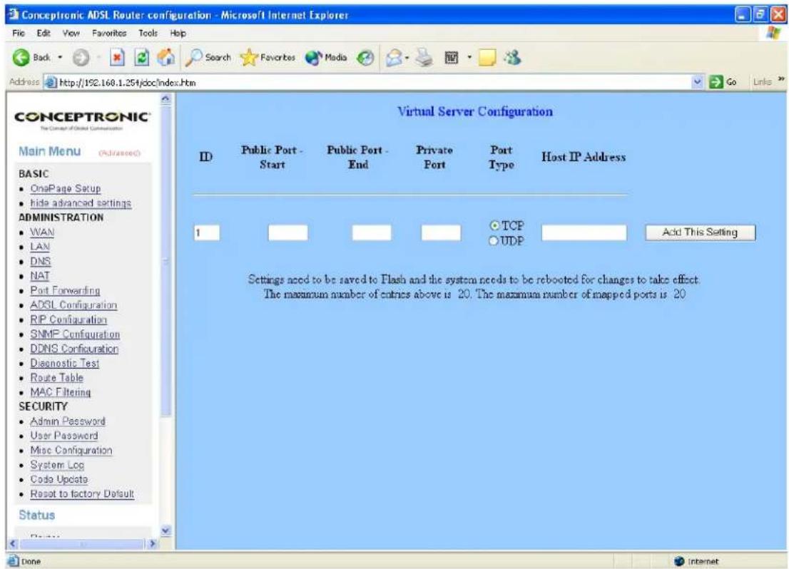 CONCEPTRONIC ADSLR4 - Port Forwarding - 1