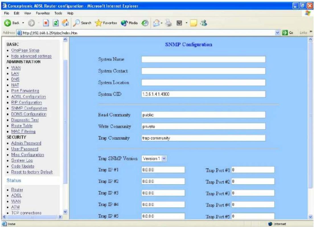 CONCEPTRONIC ADSLR4 - SNMP Configuration - 1