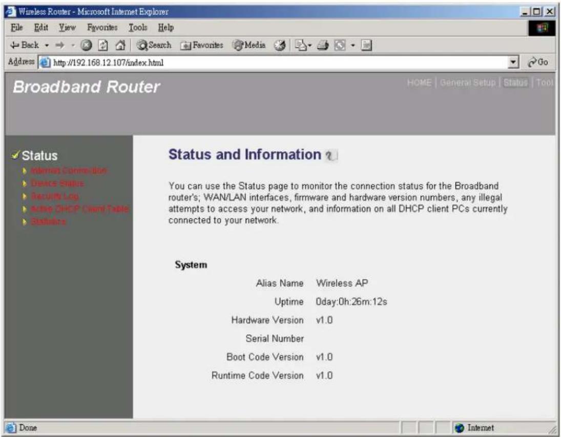 Edimax BR-6104WG - Status and Information - 1