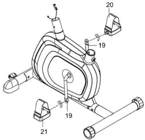 Technical diagram of a stationary exercise machine with numbered components labeled 19, 20, and 21.