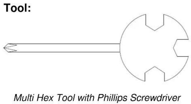 Tool: Multi Hex Tool with Phillips Screwdriver