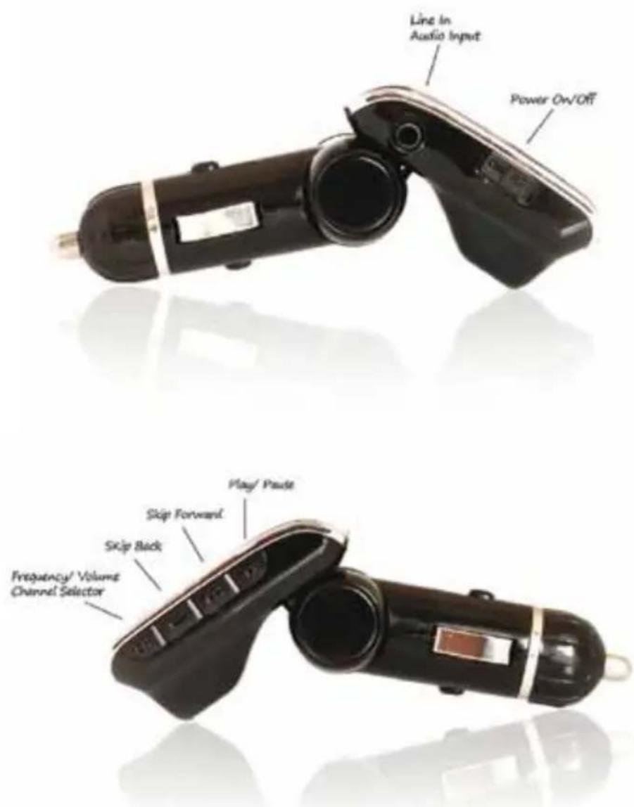 Line in Audio Input Power On/OFF Play/ Pause Skip Forward Skip Back Frequency/ Volume Channel Selector