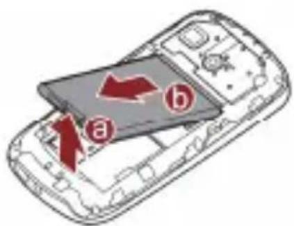 Diagram showing a smartphone with labeled arrows (a, b) indicating movement or flow, overlaid on its screen.
