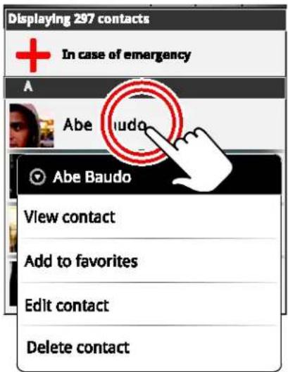 Displaying 297 contacts + In case of emergency A Abe Baudo Abe Baudo View contact Add to favorites Edit contact Delete contact