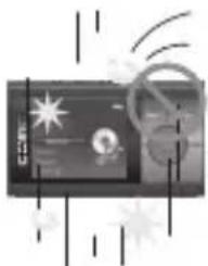 Illustration of a digital display with star and circular elements, no visible text or symbols