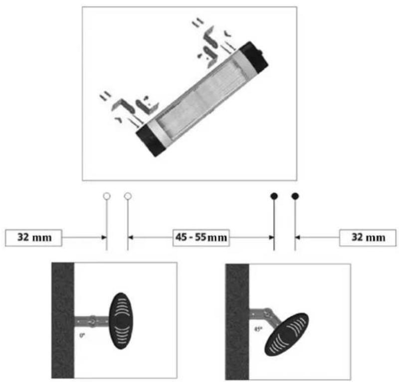 32 mm 45 - 55 mm 32 mm 0° 45°