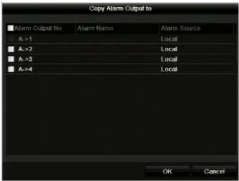 Copy Alarm Output to Alarm Output No Alarm Name Alarm Source A->1 Local A->2 Local A->3 Local A->4 Local OK Cancel