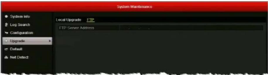 System Maintenance Local Upgrade FTP FTP Server Address Configuration Upgrade Default Net Detect