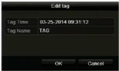 Edit tag Tag Time 03-25-2014 09:31:12 Tag Name TAG OK Cancel