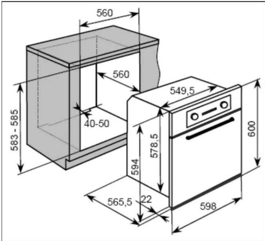 BAUMATIC P631SS - Installing the oven into the kitchen cabinet - 1