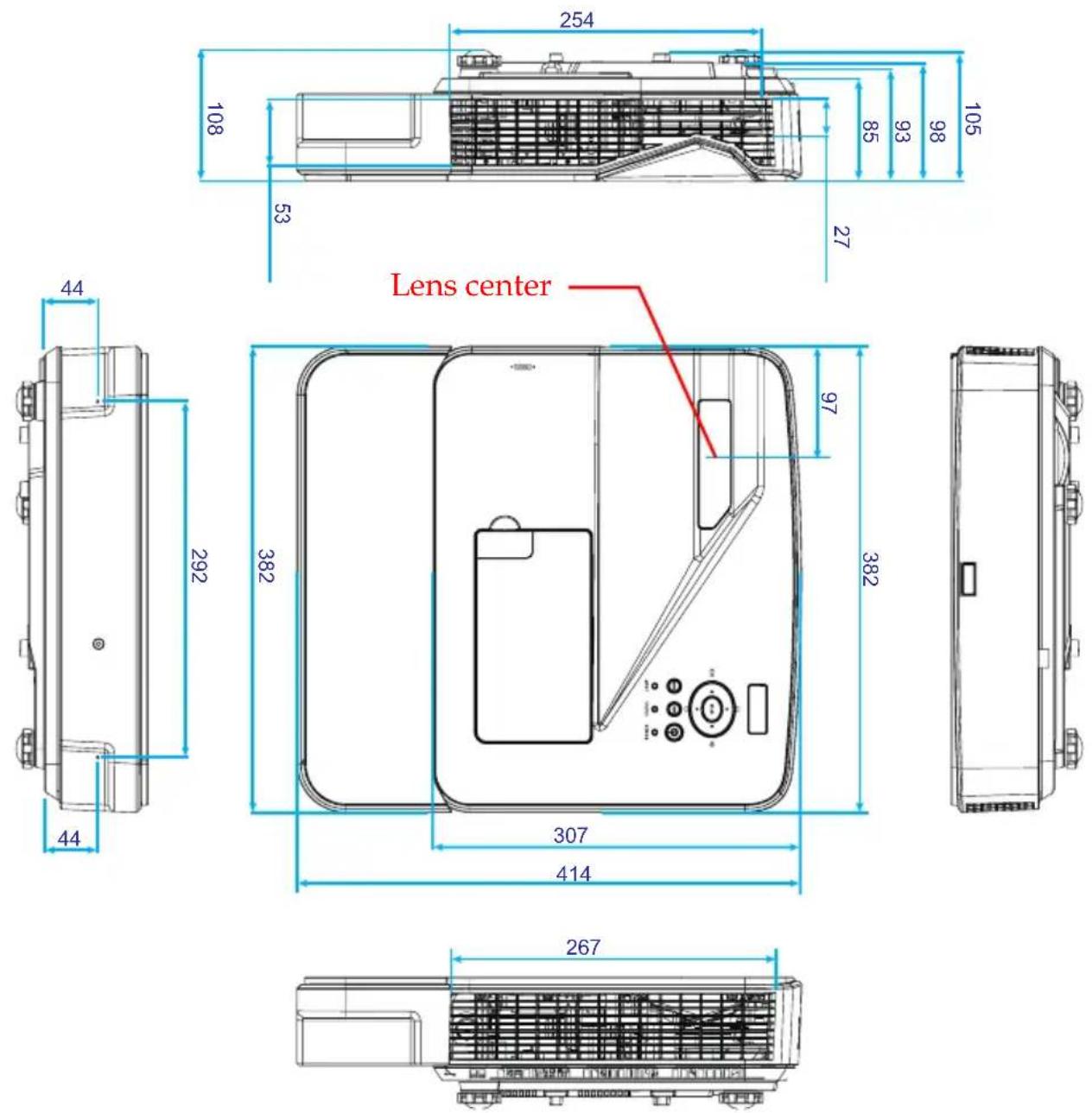 NEC NP-U321HI-TM - Cabinet Dimensions - 1