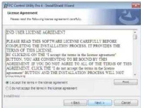 PC Control Utility Pro 4 - InstallShield Award License Agreement Please read the following license agreement carefully. END USER LICENSE AGREEMENT PLEASE READ THIS SOFTWARE LICENSE CAREFULLY BEFORE COMPLETING THE INSTALLATION PROCESS. IT PROVIDES THE TERMS OF THIS LICENSE BY CLICKING ON THE "I accept the terms in the license agreement" BUTTON, YOU ARE CONSENTING TO BE BOUND BY THIS AGREEMENT. IF YOU DO NOT AGREE TO ALL OF THE TERMS OF THIS AGREEMENT, CLICK THE "I do not accept the terms in the license agreement" BUTTON AND THE INSTALLATION PROCESS WILL NOT CONTINENT. ● I accept the terms in the license agreement ○ I do not accept the terms in the license agreement InstallShield < Back Next > Cancel