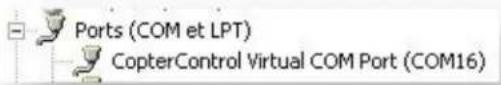 Ports (COM et LPT) CopterControl Virtual COM Port (COM16)