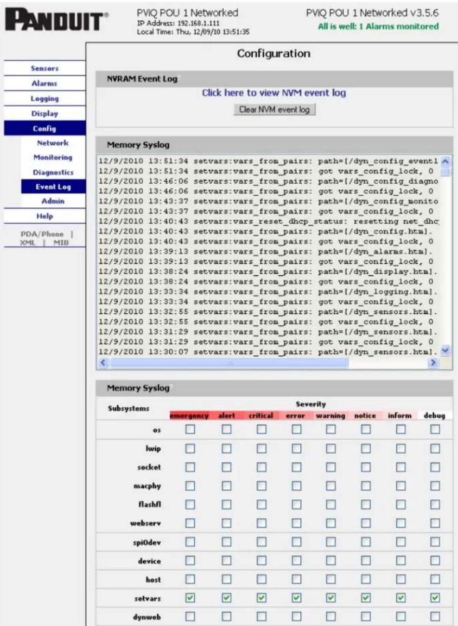 Panduit QN1B1L2BN0861 - Configuration Event Log Tab - 1