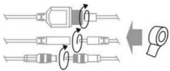 Diagram illustrating the process of connecting cable connectors with rotation arrows, showing sequential assembly steps.