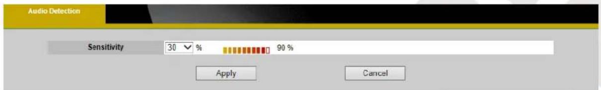 Audio Detection Sensitivity 30 % 90 % Apply Cancel
