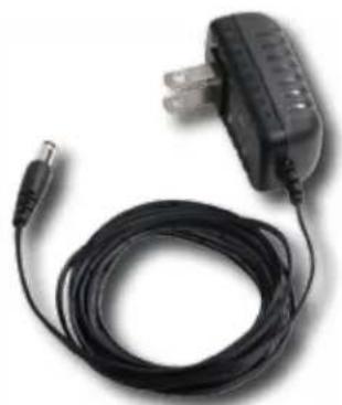 Coiled black cable with a U-shaped plug and power outlet, no visible text or symbols