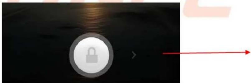 Image showing a lock icon with a red arrow pointing right, next to a dark surface with light reflections.