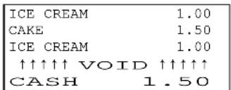 ICE CREAM 1.00 CAKE 1.50 ICE CREAM 1.00 ↑↑↑↑↑ VOID ↑↑↑↑↑ CASH 1.50
