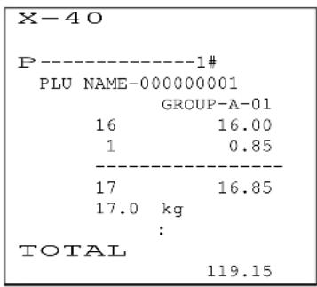 X-40 P----1# PLU NAME-000000001 GROUP-A-01 16 16.00 1 0.85 ---- 17 16.85 17.0 kg : TOTAL 119.15