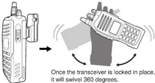 Once the transceiver is locked in place, it will swivel 360 degrees.
