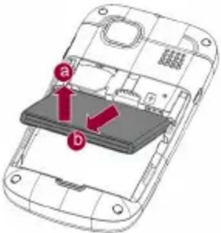 Diagram of a smartphone showing internal components with labeled parts 'a' and 'b'