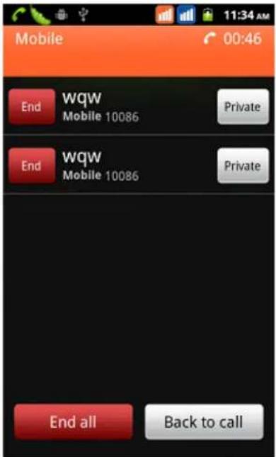 11:34 AM Mobile 00:46 End WQW Mobile 10086 Private End WQW Mobile 10086 Private End all Back to call