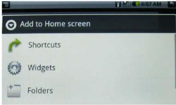 Add to Home screen Shortcuts Widgets Folders