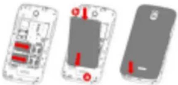 LAVA 3G 402 plus - Installing the battery, SIM cards and back cover - 1
