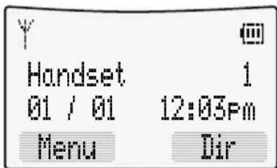 Y Handset 1 01 / 01 12:03pm Menu Dir