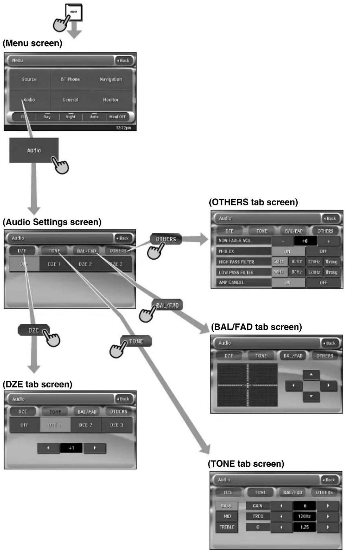 CLARION VZN709 - Adjusting the Audio settings - 1