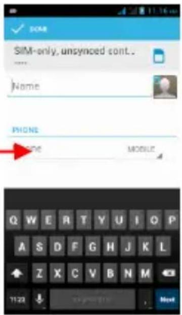 SIM-only, unsynced cont. Name PHONE Name MODULE Q W E R T Y U I O P A S D F G H J K L Z X C V B N M 11:22 Next