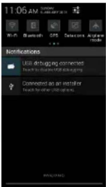 11:06 AM SUNDAY WIFI Bluetooth GPS Datacoms Airglaw mode Notifications USB debugging connected Teach for this the USB debugging Connected as an installer Teach for other USB options RICHARD