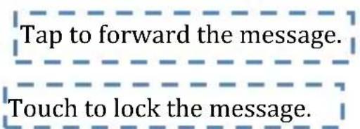 Tap to forward the message. Touch to lock the message.
