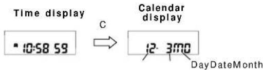 Time display * 10:58 59 C Calendar display 12-300 DayDateMonth