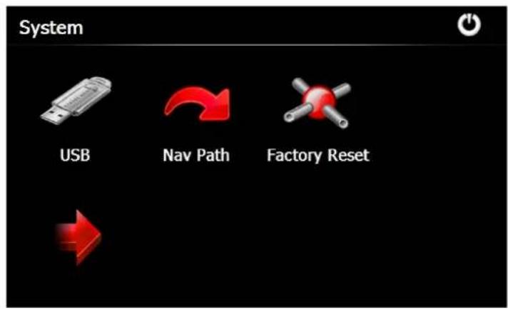 System USB Nav Path Factory Reset