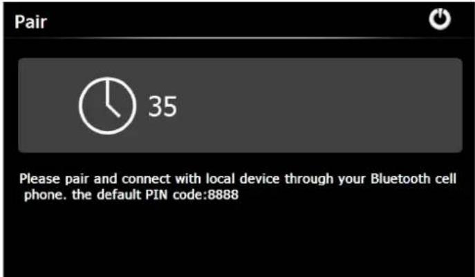 Pair 35 Please pair and connect with local device through your Bluetooth cell phone. the default PIN code:8888