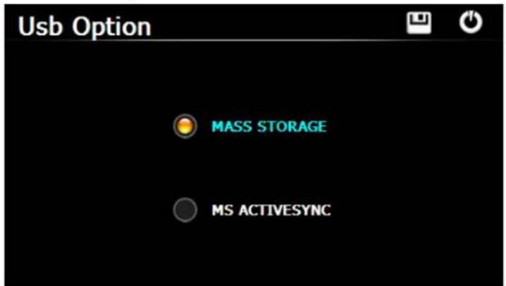 USB Option MASS STORAGE MS ACTIVESYNC