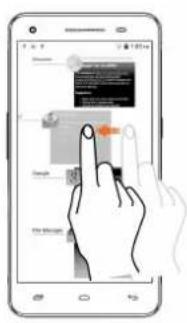 Illustration of a smartphone screen displaying a hand interacting with a touchscreen interface, showing UI elements and a highlighted button.