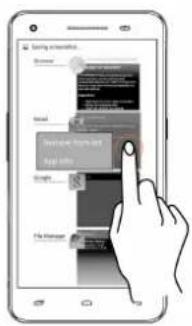 Screenshot of a mobile app interface showing a hand interacting with a screen displaying a user profile and navigation buttons.