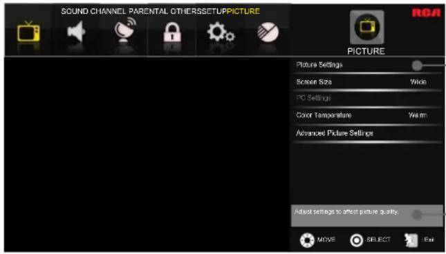 RCA LED42B45RQ - Picture Menu - 1