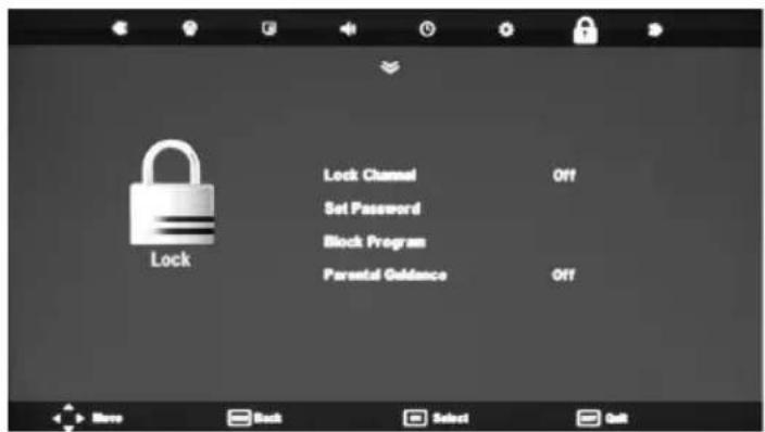 Lock Lock Channel Off Set Password Block Program Parental Guidance Off