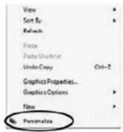 View Sort By Refresh Face Paste Shartrout Undo Copy Ctrl-Z Graphics Properties... Graphics Options New No Personalize