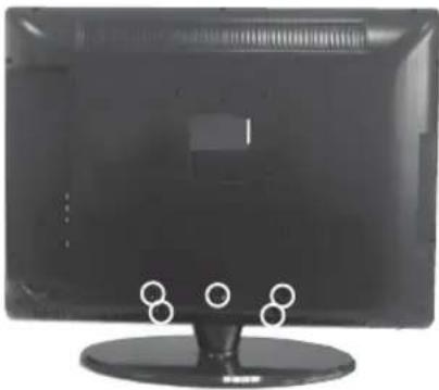 Front view of a black flat-screen monitor with three circular connectors at the base (no visible text or symbols)