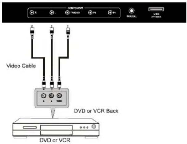 COMPONENT R L YR/240D P5 P6 EQUIDUAL L/SS Video Cable DVD or VCR Back DVD or VCR