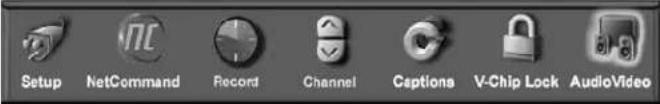 Setup NetCommand Record Channel Captions V-Chip Lock AudioVideo