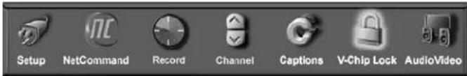 Setup NetCommand Record Channel Captions V-Chip Lock AudioVideo