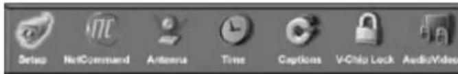 Setup NetCommand Antenna Time Captions VChip Lock Audio/Video
