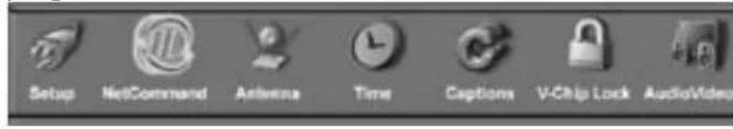 Setup NetCommand Antenna Time Captions V-Chip Lock AudioVideo